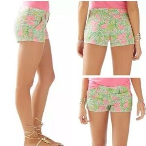 Lilly Pulitzer Resorts White Hot Wings Flamingo Walsh Shorts Size 000